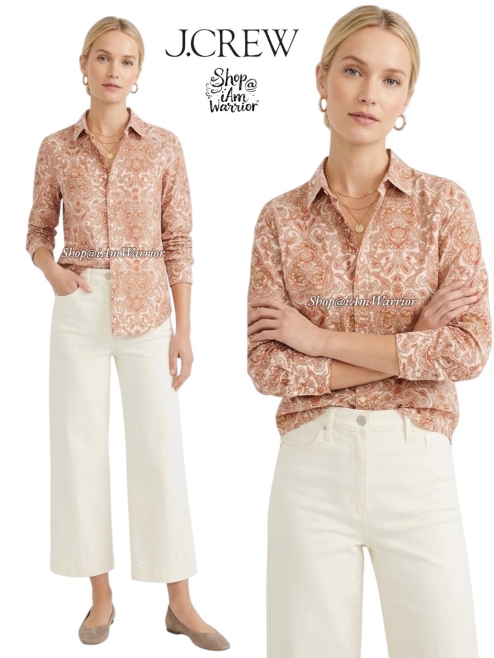 J.Crew orange sunset paisley ‘Perfect Shirt’ button down shirt *shop@iamwarrior